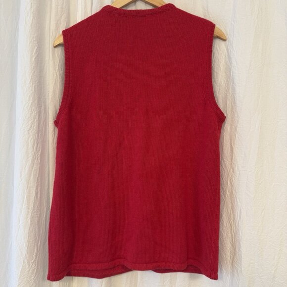 Ugly Holiday Sweater Vest Women L Animal Print Santa Y2K 90s Cheetah Zebra Red - Picture 3 of 9